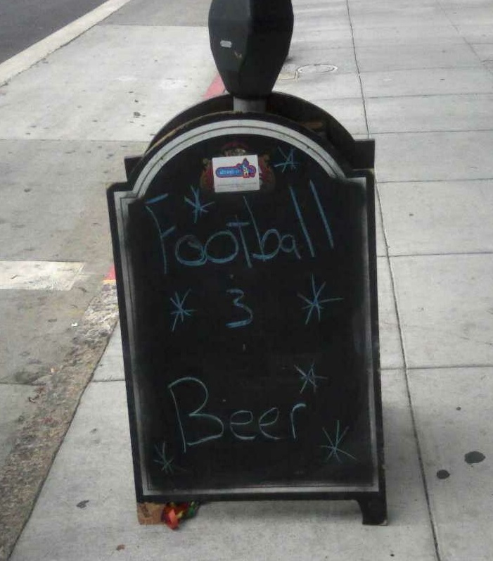 football and beer sign
