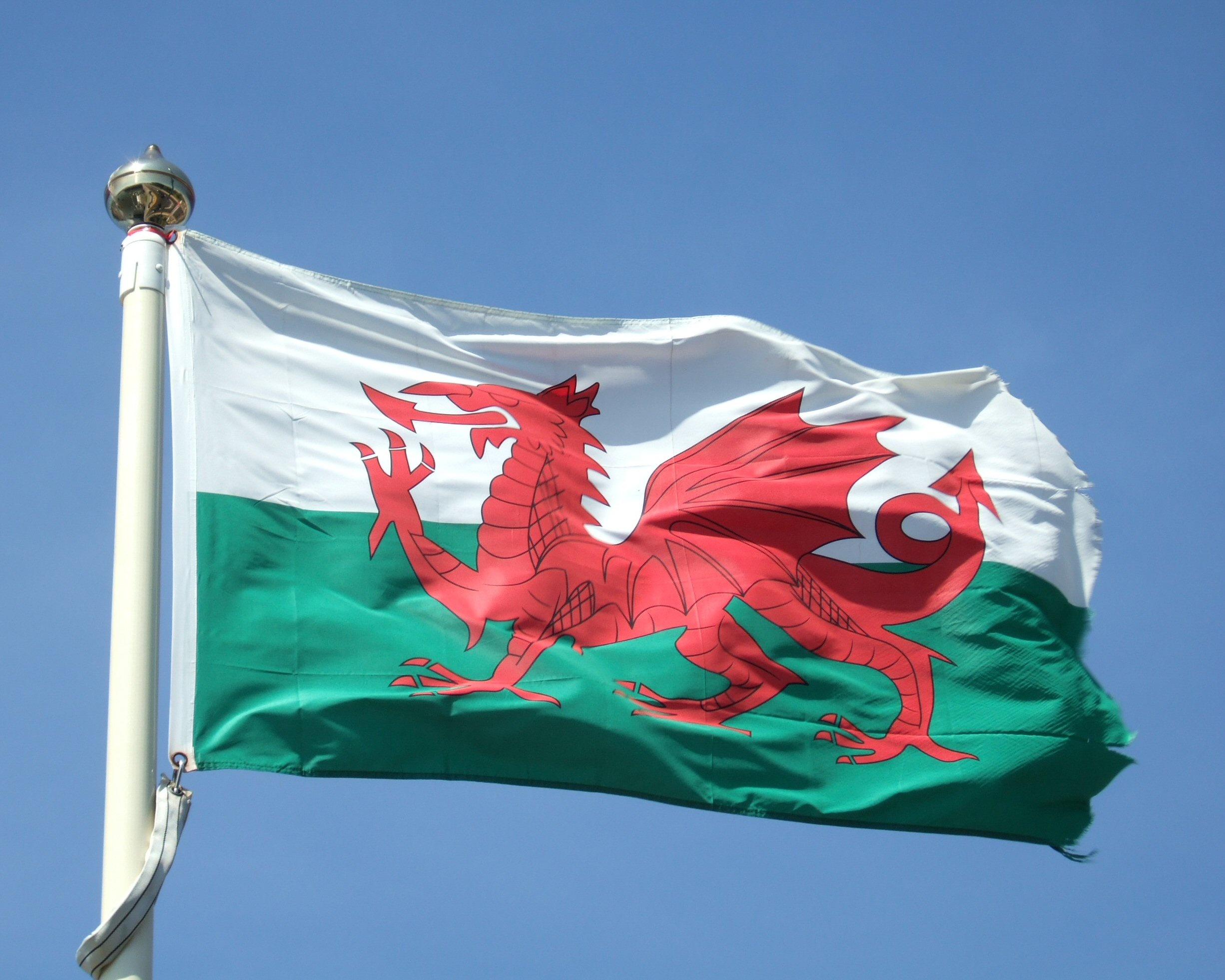 Flag of Wales in the wind