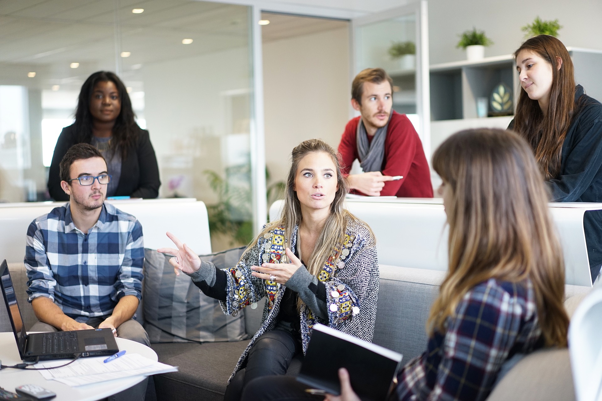 Group of workers having a meeting